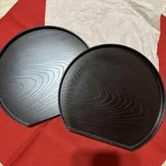 木目調 丸盆 2枚セット トレー