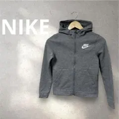 【極暖】NIKE ナイキ フルジップ パーカー 刺繍ロゴ 裏起毛 グレー S