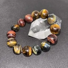 まっちゃん様専用　天然石パワーストーン　ミックスタイガーアイブレスレット　14㎜