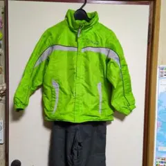 蛍光グリーン レインスーツ 上下セット 130㌢