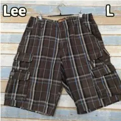 リー チェック カーゴ ショートパンツ ハーフパンツ 茶 水色 L【か234】のサムネイル