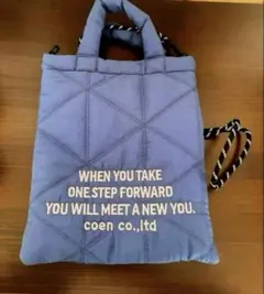 coen 未使用 ロゴ刺繍 幾何柄2wayショルダーバック