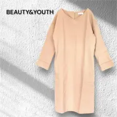BEAUTY&YOUTH Vネックワンピ F ベージュ 上品 秋冬 フェミニン
