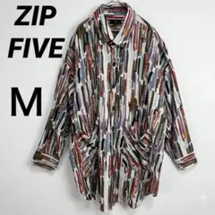 ZIP FIVE M マルチカラー 総柄 レトロ 長袖 シャツ　ビッグサイズのサムネイル