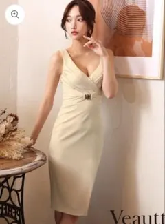 Veauttノースリーブ　ドレス　Mサイズ　クリーム色