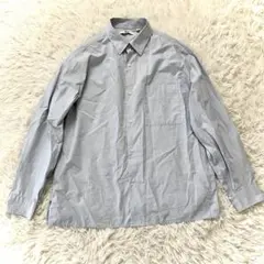 美品 UNIQLO:C ブロードオーバーシャツ M ライトブルー ストライプ