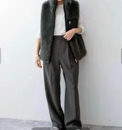 新品同様 spick and span ダブルクロスツータックパンツ 38