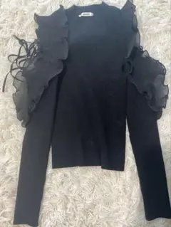 SNIDEL プリーツフリルドッキングニットプルオーバー黒2024