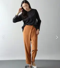 HARRISS GRACEポリエステルダブルクロスラップ風テーパードパンツ 36