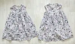 完売品100 110 120 ワンピース プチネック 花柄 お揃い クリスマス