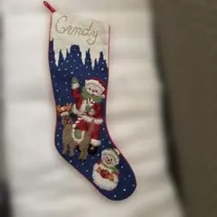 クリスマス靴下　ニードル刺繍