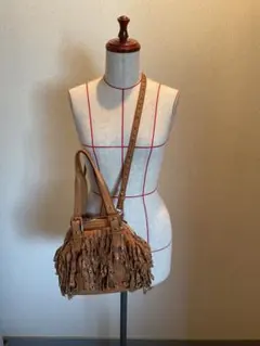 Martina Caponi 本革 フリンジ スタッズ 2wayバッグ キャメル