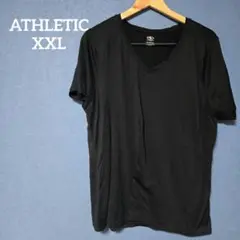 ATHLETIC 【XXL】 ブラック Vネック 半袖Tシャツ 無地 レディース