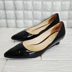 コールハーン【22.0】ポインテッドトゥ エナメル パンプス 黒