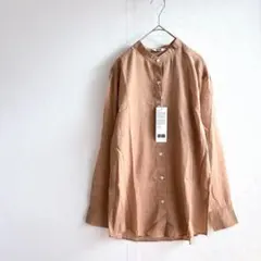 新品 未使用 ユニクロ シアー バンドカラー シャツ 長袖 軽い 冷房対策 Sのサムネイル