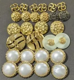 ボタン まとめ売り アンティーク レトロ ゴールド パール ホワイト