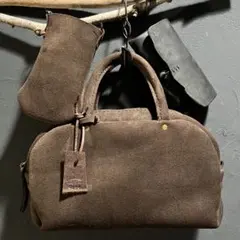 クリスマス３点セット♪ チョコレート色の可愛いハンドバック kudu革スエード