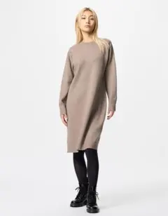 スフレスムース ワンピース ベージュМ ユニクロ