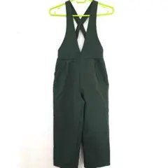 ダークグリーン クロスストラップオーバーオール 130cm