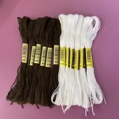 刺繍糸☆ブラウン＆白(B5200)　12本セット
