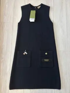 GUCCIグッチリボン襟ロングドレスワンピース ブラック 希少42 - メルカリ
