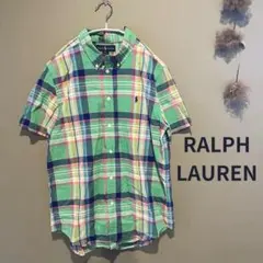 ラルフローレン　マドラスチェック　シャツ　ロゴ刺繍　ポニー刺繍　半袖