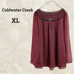 Coldwater Creek 赤 シフォン ブラウス 長袖 【XL】