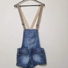 X-girl　デニムオーバーオールショートパンツ