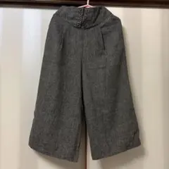 冬暖かい 美品 特別価格グレー系チェック ワイドパンツ ハイウエスト