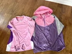 NIKE、Puma ピンク紫 長袖シャツ ウィンドブレーカーセット