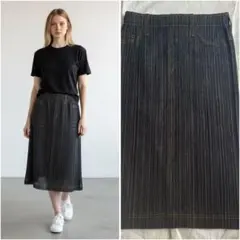 【極美品】PLEATS PLEASE デニム風 プリーツスカート 3 ステッチのサムネイル