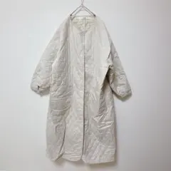 リブラ【F】キルティングコート/ノーカラー カジュアル ロング丈 綿100%