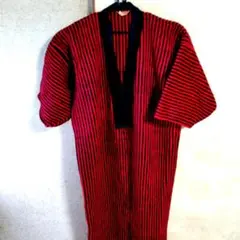 丹前着る毛布　 赤と黒のストライプ