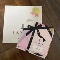 ランバンオンブルー　大判ハンカチ　リボン　ピンク