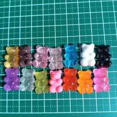 クマ型デコパーツ14個セット　じゃらじゃらキーホルダー　ハンドメイド
