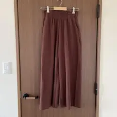 ブラウン ボルドーリブワイドパンツ