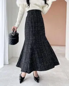 新品バックレースアップツイードマーメイドスカート