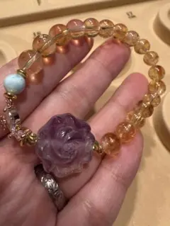 天然フローライト 幻想マルチカラー 貔貅彫刻 ブレスレット 280 - メルカリ