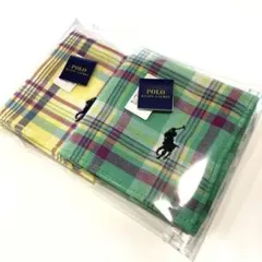 新品　ラルフローレン　タオルハンカチ　イエロー　エメラルドグリーン　ガーゼ