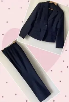 黒ストライプ パンツスーツセット　日本製　値下げ‼️