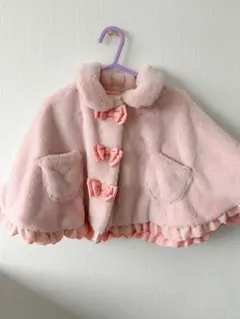 キッズ　ベビー70-90cm ピンク フリース ポンチョ 2ポケット