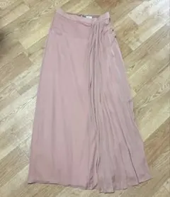LANVIN PARIS スリット　シルク100%ロングスカート　ピンク　42のサムネイル