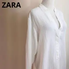 ZARA ザラ スキッパー 長袖ブラウス 白 S オーバーサイズ プルオーバーのサムネイル