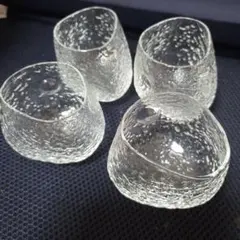 ガラス製テクスチャーコップ4個セット