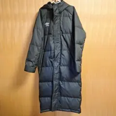 umbro 黒 ダウンベンチコート フード付き