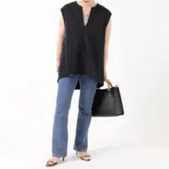 新品タグ付 イエナ デニムパンツ セミフレア ストレッチ ブルー 36 IENAのサムネイル