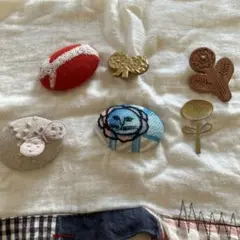 ハンドメイド ブローチセット6点