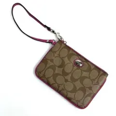 COACH コーチ ポーチ CG柄 シグネチャー ブラウン ピンクのサムネイル