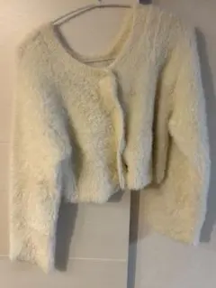 (試着のみ)ショート丈ファーカーディガン　w closet ホワイト