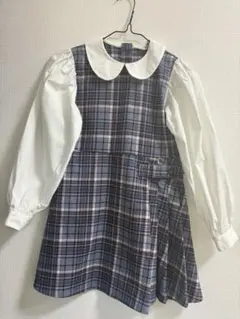 H&Mチェック柄ネイビー系ドレス130